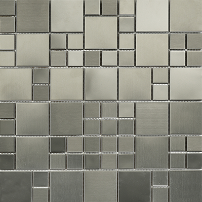 CW - Brushed Stainless Steel Random Mosaic
