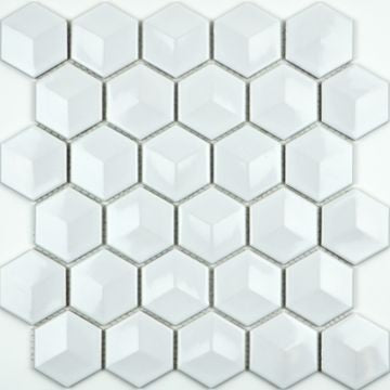 KM - Gloss White Hexagon Cube