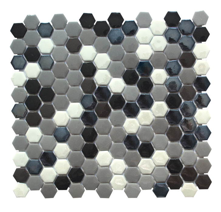CA - Mini Hexagon Black and Grey Mix Mosaic