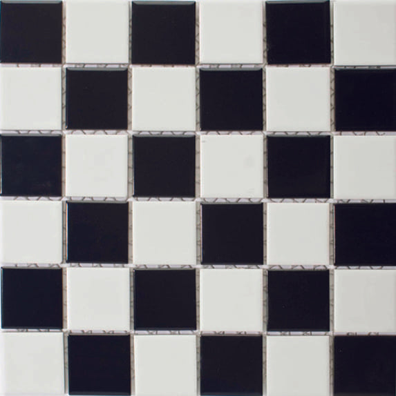 DJ - Classic Black and White Checkered Gloss Mosaic