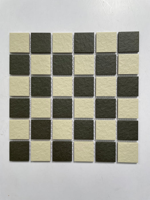CA - Black/White Unglazed Checkered Mosaic