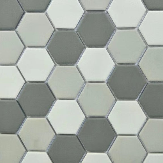 CA - Hexagon Medium Grey Mix Mosaic