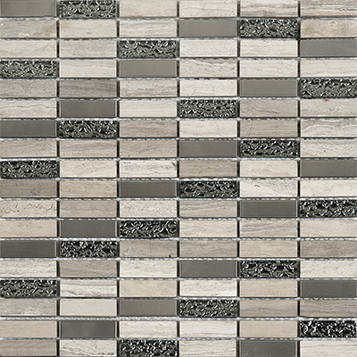 CW - Marble/Glass/Stainless Steel Combo Long Mosaic