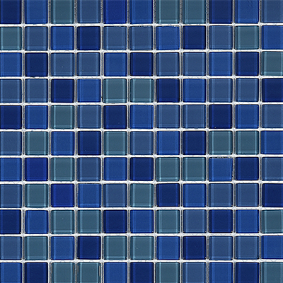 CW - Glass Mosaic Random Mixed Gloss Blue Mosaic