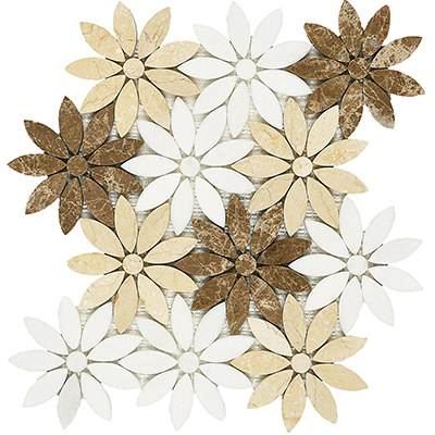 CW - Brown Combo Flower Design Mosaic