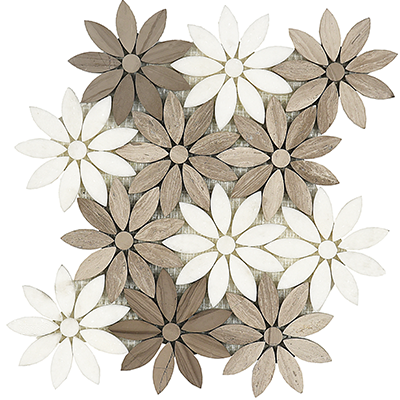 CW - Grey Combo Flower Design Mosaic