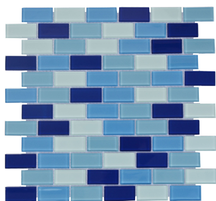 FT - Crystal Glass Brick Blue Mix Mosaic
