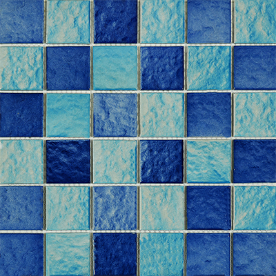 CW - Glazed Porcelain Wave Dark/Light Blue Combo Mosaic