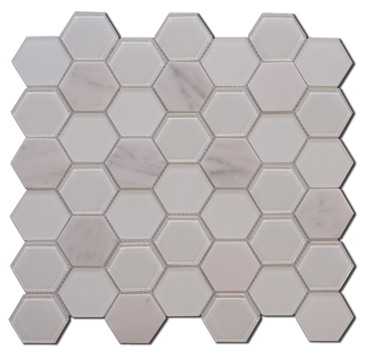 GS - Salton White Hexagon Glass with Marble Mosaic