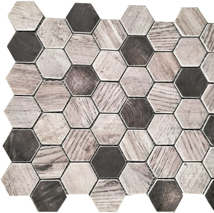 GS - Smokey Wood Hexagonal Ink Jet Mosaic