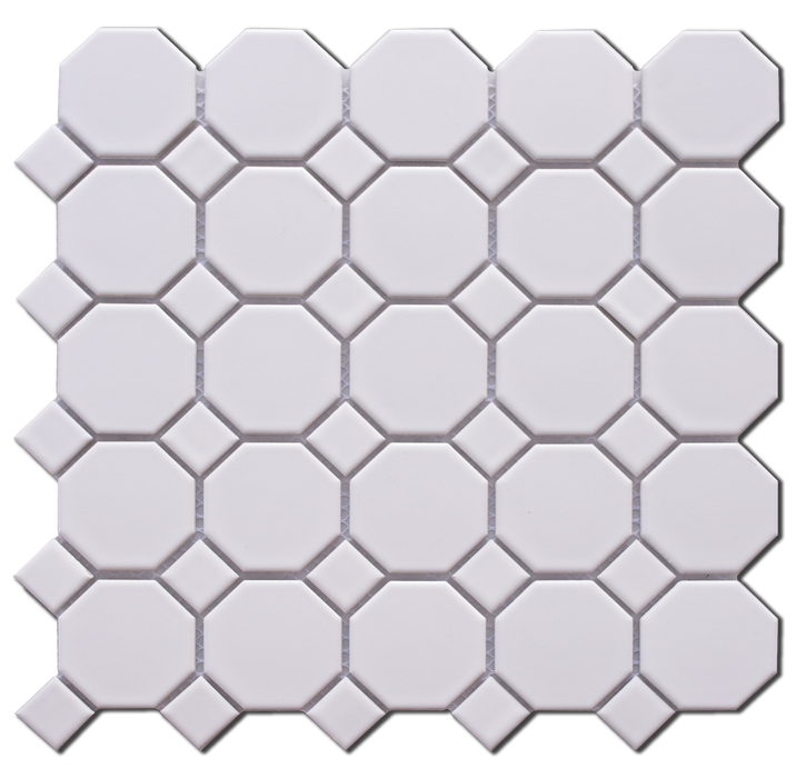 GS - White Octagon with White Insert Matt Mosaic