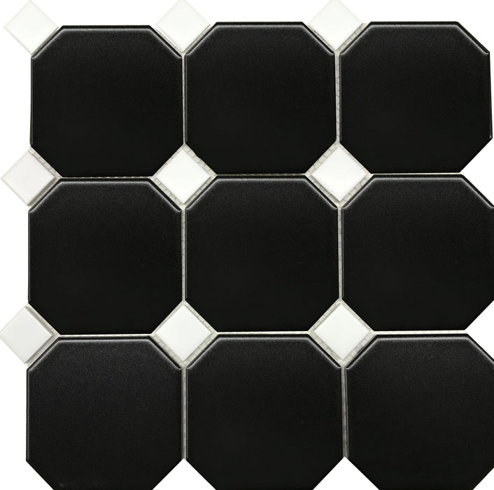 GS - Large Black Octagonal & White Insert Mosaic