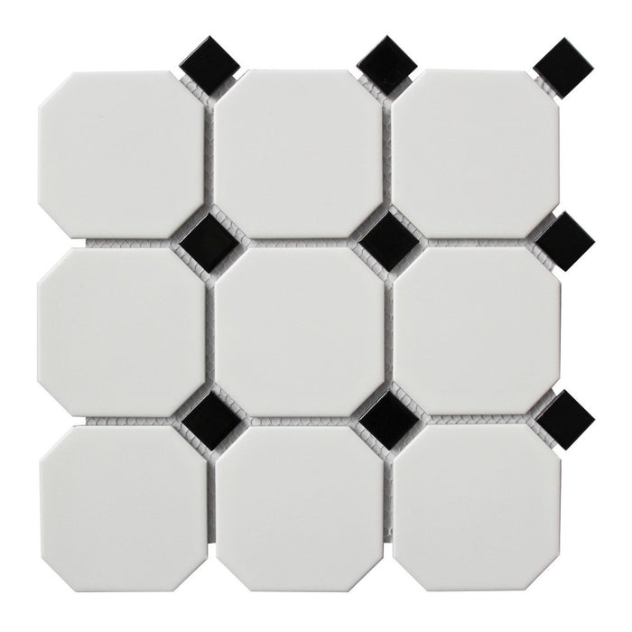 GS - Large White Octagonal with Black Insert Mosaic