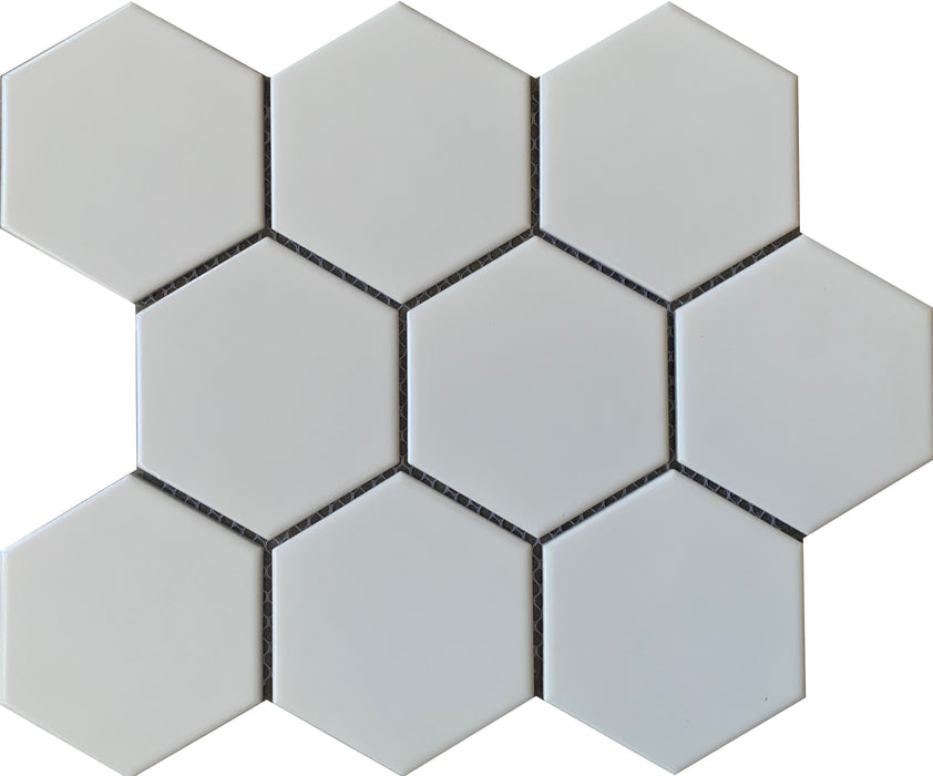 GS - Large Hexagonal White Matt Mosaic
