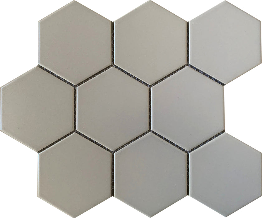 GS - Large Hexagonal Light Grey Matt Mosaic