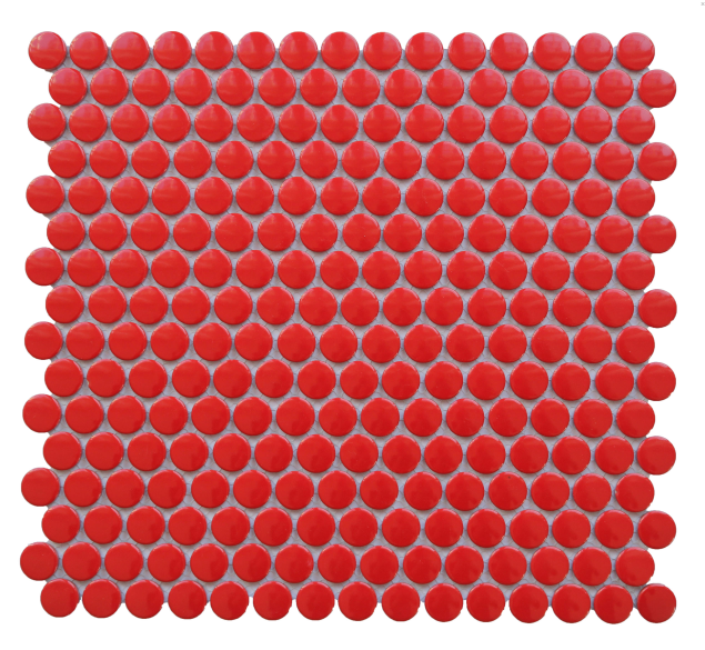 GS - Penny Round Red Gloss Mosaic