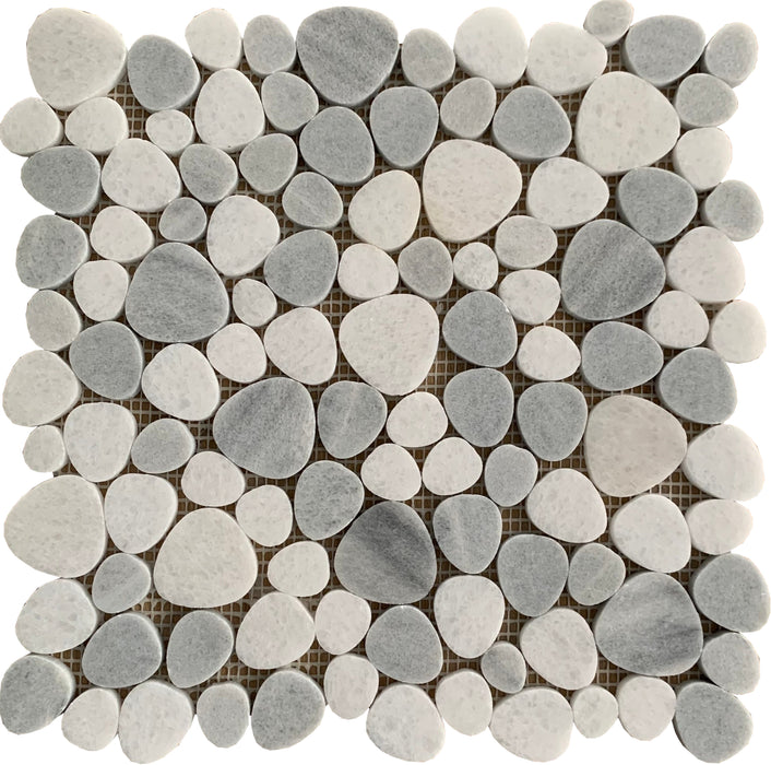 GS - Ice Grey & Crystal White Polished Heart Mosaic