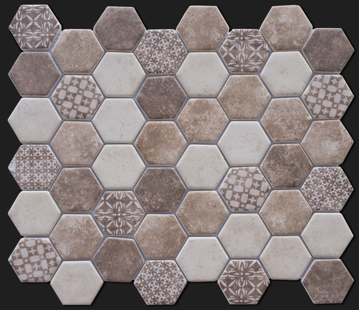 GS - Concrete Brown Hex Blend Mosaic