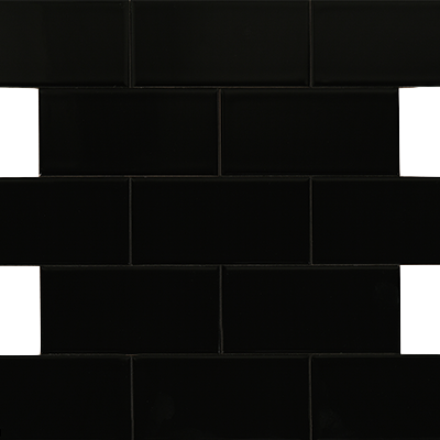 CW - Gloss Black Plain Cut Subway Tile