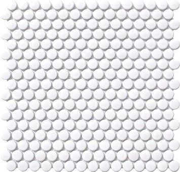 CA - Penny Round White Glossy Mosaic
