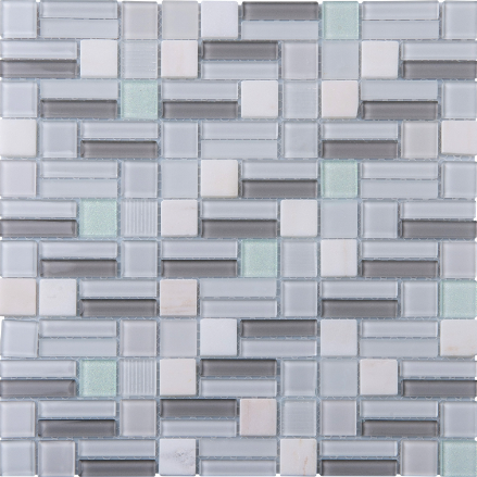 FT - Glass and Stone White Mix Mosaic