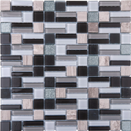 FT - Grey Glass and Stone Mix Mosaic