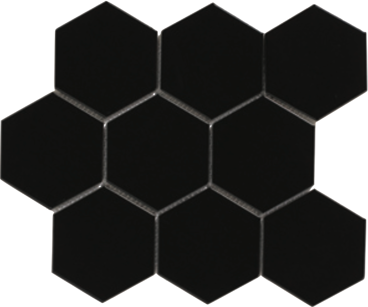 CA - Large Hexagon Black Matt Mosaic