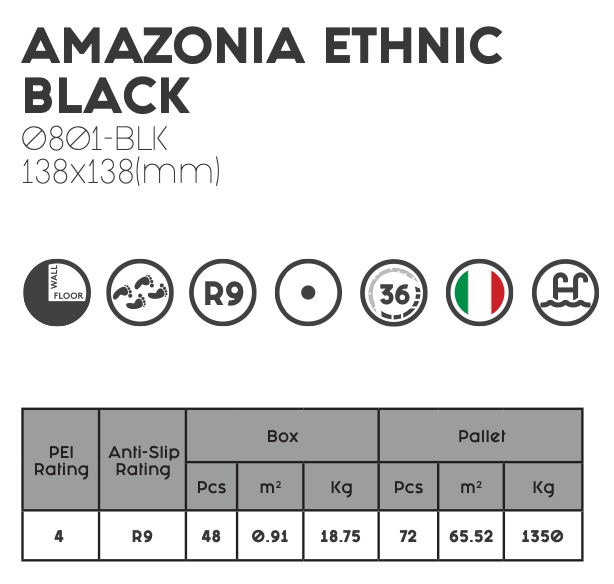 Decobella - Amazonia Ethnic Black Tile