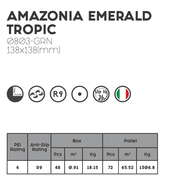 Decobella - Amazonia Emerald Tropic Tile