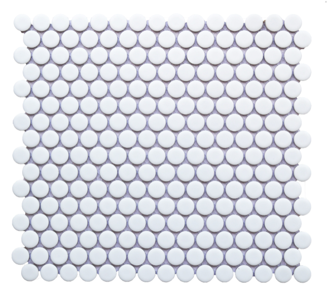 GS - Penny Round White Matt Mosaic